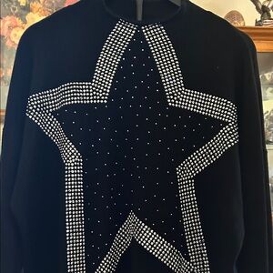Milano Black and White Star Crewneck Sweater